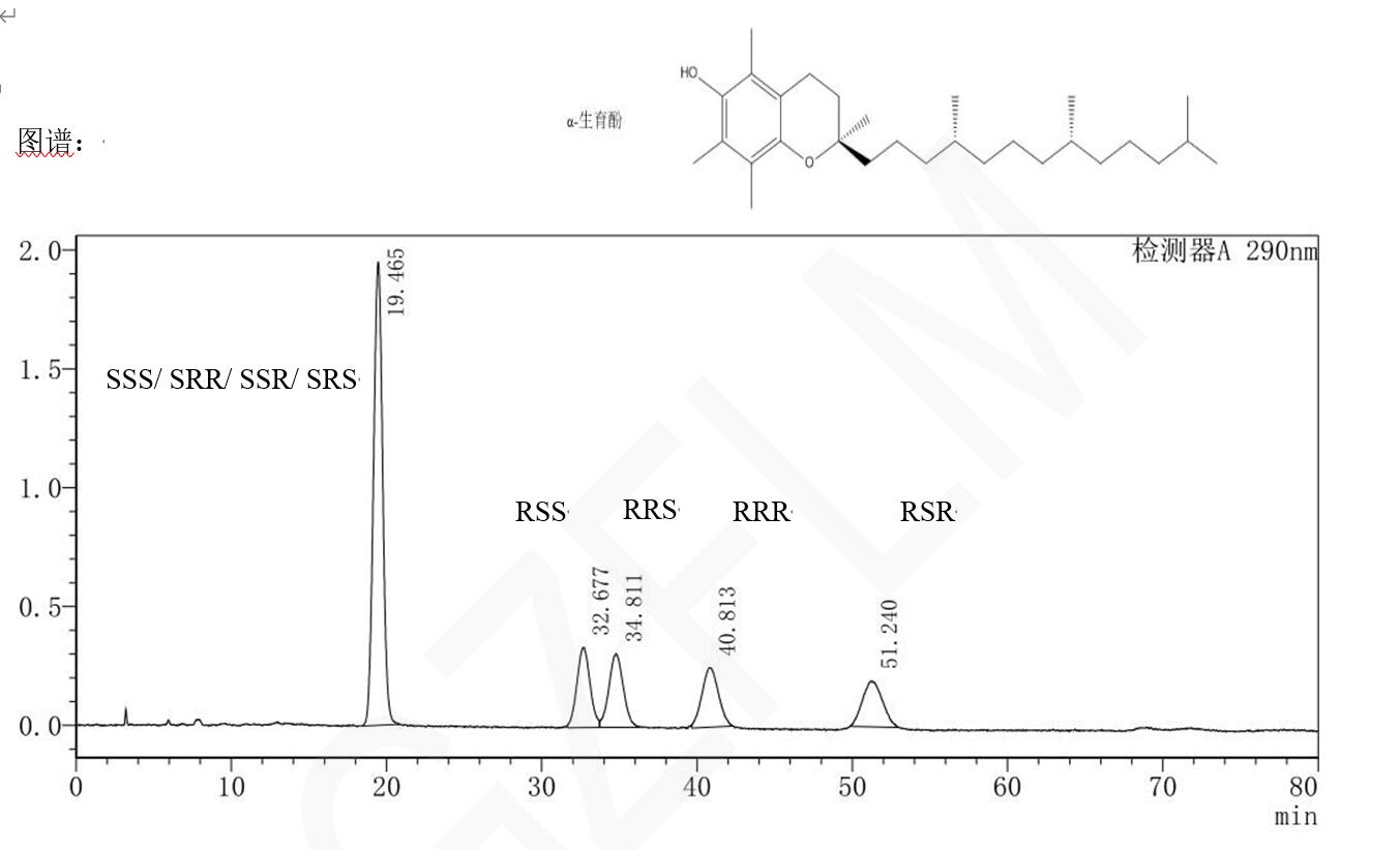 甲醚衍生后α-生育酚的HPLC手性拆分方法 甲醚衍生后α-生育酚的HPLC手性拆分方法